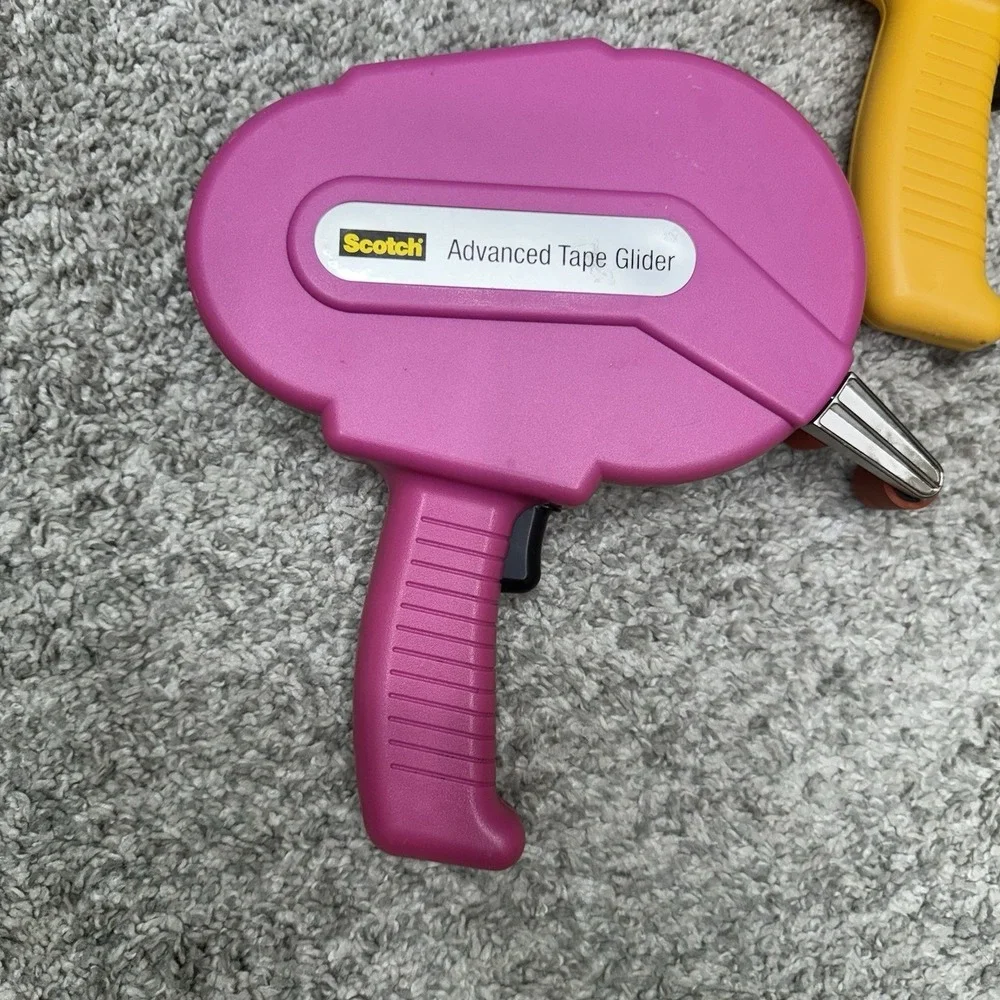 Scotch Advanced Tape Glider and ATG 700 lot x2 pink yellow double side tape tool